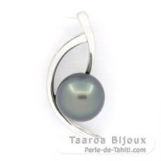 Ciondolo in Argento e 1 Perla di Tahiti Semi-Rotonda C 8.6 mm