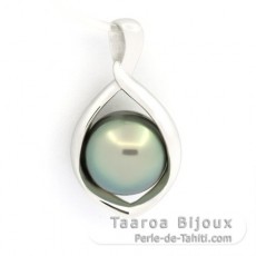 Ciondolo in Argento e 1 Perla di Tahiti Semi-Barocca C 9.8 mm