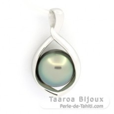 Ciondolo in Argento e 1 Perla di Tahiti Semi-Baroccha C 9.8 mm