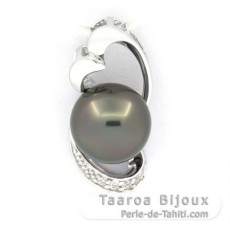 Ciondolo in Argento e 1 Perla de Tahiti Rotonda C 9.3 mm
