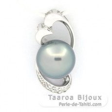 Ciondolo in Argento e 1 Perla de Tahiti Rotonda C 9.4 mm