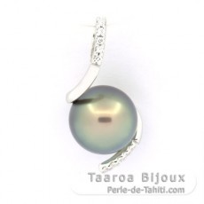 Ciondolo in Argento e 1 Perla de Tahiti Rotonda C 9.3 mm