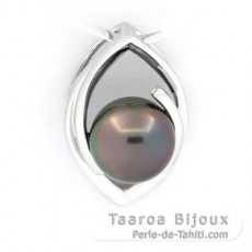 Ciondolo in Argento e 1 Perla de Tahiti Rotonda C 9.1 mm