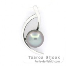 Ciondolo in Argento e 1 Perla di Tahiti Semi-Rotonda C 8.1 mm