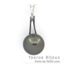 Ciondolo in Argento e 1 Perla de Tahiti Rotonda C 9.6 mm