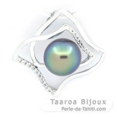 Ciondolo in Argento e 1 Perla de Tahiti Rotonda C+ 8.6 mm