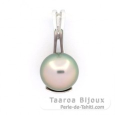 Ciondolo in Argento e 1 Perla di Tahiti Semi-Rotonda C 9.6 mm