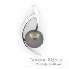 Ciondolo in Argento e 1 Perla de Tahiti Rotonda C 8.4 mm