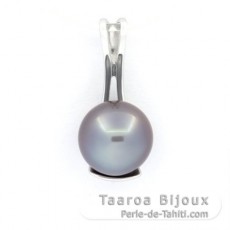 Ciondolo in Argento e 1 Perla de Tahiti Rotonda C 9.8 mm