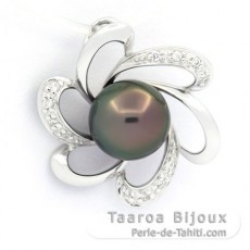 Ciondolo in Argento e 1 Perla de Tahiti Rotonda C 8.6 mm