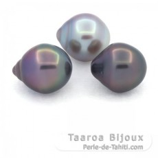 Lotto di 3 Perle di Tahiti Semi-Barocche B 11 mm