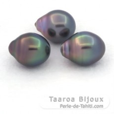Lotto di 3 Perle di Tahiti Semi-Barroca B 11.1 mm