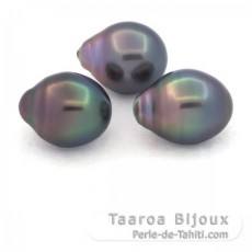 Lotto di 3 Perle di Tahiti Semi-Barroca B 11.1 mm