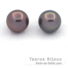 Lotto di 2 Perle di Tahiti Rotonda C 10.4 e 10.5 mm