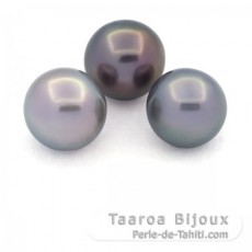 Lotto di 3 Perle di Tahiti Semi-Rotonde C di 12 a 12.3 mm