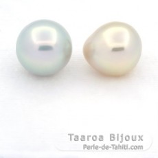 Lotto di 2 Perle di Tahiti Barroca C di 12.6 à 12.9 mm