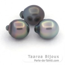Lotto di 3 Perle di Tahiti Semi-Barroca B di 11 a 11.3 mm