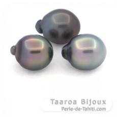 Lotto di 3 Perle di Tahiti Semi-Barroca B di 11 a 11.3 mm