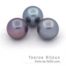 Lotto di 3 Perle di Tahiti Semi-Barroca C di 11 a 11.4 mm