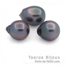 Lotto di 3 Perle di Tahiti Semi-Barroca B di 11 a 11.3 mm