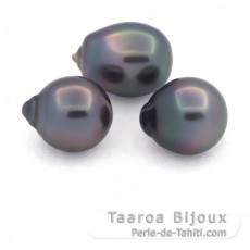 Lotto di 3 Perle di Tahiti Semi-Barocche B di 11 a 11.3 mm