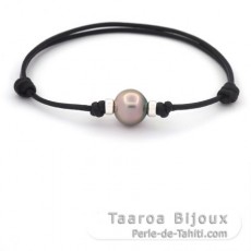 Braccialetto in Cuoio e 1 Perla di Tahiti Semi-Barocca C 11.2 mm