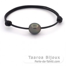 Braccialetto in Cuoio e 1 Perla di Tahiti Semi-Baroccha C 11.3 mm