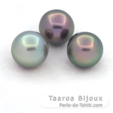 Lotto di 3 Perle di Tahiti Semi-Barroca B 10.8 mm