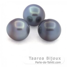 Lotto di 3 Perle di Tahiti Semi-Barroca B di 10.8 a 10.9 mm