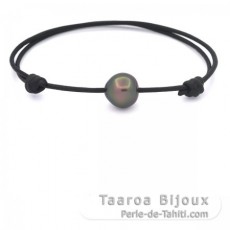 Braccialetto in Cuoio e 1 Perla di Tahiti Semi-Barocca B 10.8 mm