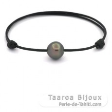 Braccialetto in Cuoio e 1 Perla di Tahiti Semi-Baroccha C 11.7 mm