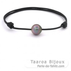 Braccialetto in Cuoio e 1 Perla di Tahiti Semi-Baroccha B 10.6 mm