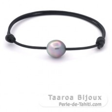 Braccialetto in Cuoio e 1 Perla di Tahiti Semi-Barocca B 10.8 mm