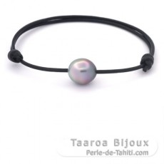 Braccialetto in Cuoio e 1 Perla di Tahiti Semi-Baroccha B 10.8 mm