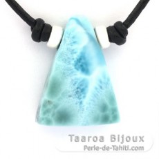 Collana in Cuoio e 1 Larimar - 24 x 18 x 8.5 mm - 5.7 gr