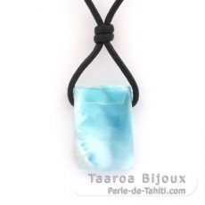 Collana in Cuoio e 1 Larimar - 22 x 15 x 9 mm - 6 gr