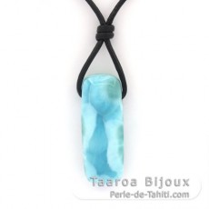 Collana in Cuoio e 1 Larimar - 31 x 12 x 8 mm - 6.5 gr