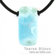 Collana in Cuoio e 1 Larimar - 36.5 x 18 x 9.5 mm - 13.9 gr