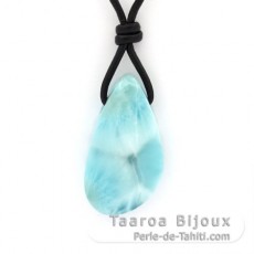 Collana in Cuoio e 1 Larimar - 31 x 17 x 9 mm - 8.2 gr