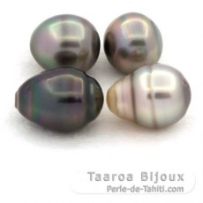 Lotto di 4 Perle di Tahiti Cerchiate B/C di 10 a 10.3 mm