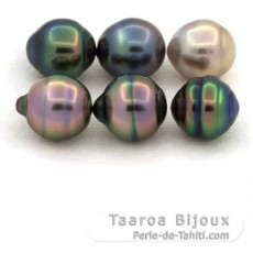 Lotto di 6 Perle di Tahiti Cerchiate B+ di 9.1 a 9.4 mm