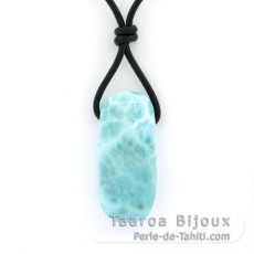 Collana in Cuoio e 1 Larimar - 34 x 15 x 8 mm - 8.4 gr