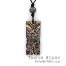 Collana in Cuoio e 1 Perla di Tahiti Rotonda B 7.8 mm