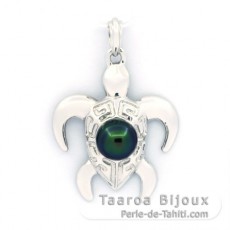 Ciondolo in Argento e 1 Perla di Tahiti Semi-Barocca B+ 8.3 mm