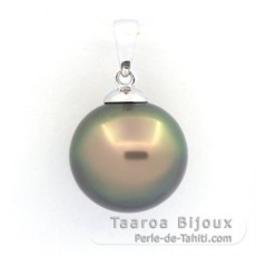 Ciondolo in Argento e 1 Perla di Tahiti Semi-Baroccha C 12.8 mm