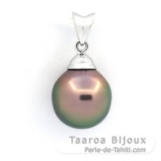 Ciondolo in Argento e 1 Perla di Tahiti Semi-Barocca B 10.8 mm