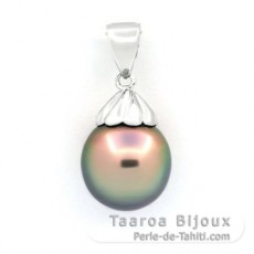 Ciondolo in Argento e 1 Perla di Tahiti Semi-Baroccha B 10.8 mm