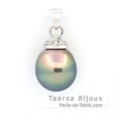 Ciondolo in Argento e 1 Perla di Tahiti Semi-Baroccha C 12.3 mm