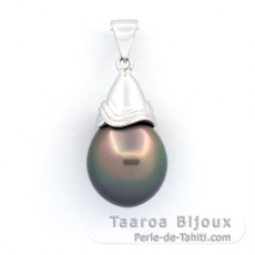Ciondolo in Argento e 1 Perla di Tahiti Semi-Barocca B 11.8 mm