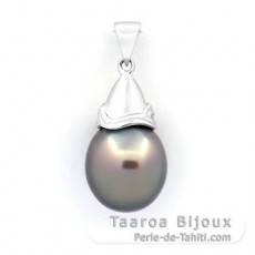 Ciondolo in Argento e 1 Perla di Tahiti Semi-Barocca BC 12 mm